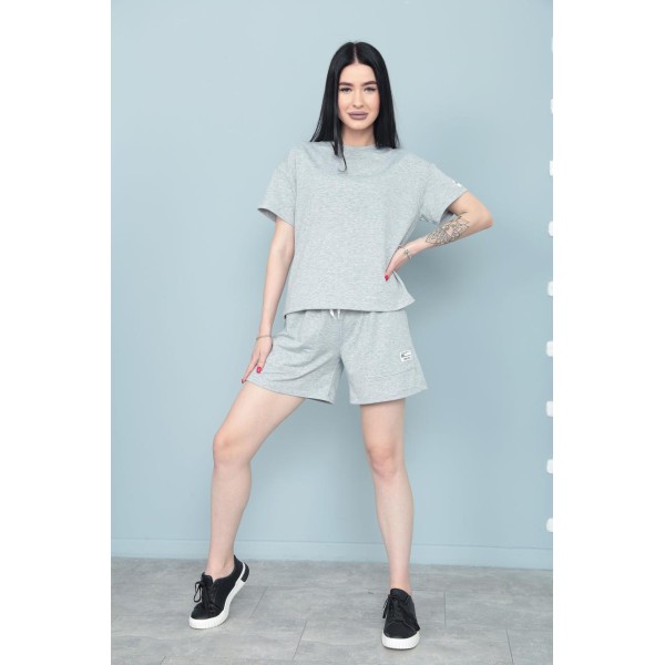 Спортивный костюм женский трикотажный свободный серый F-Girl