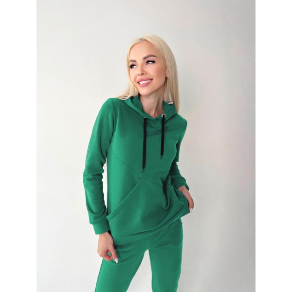 Костюм жіночий тринитка батал теплий зелений F-Girl