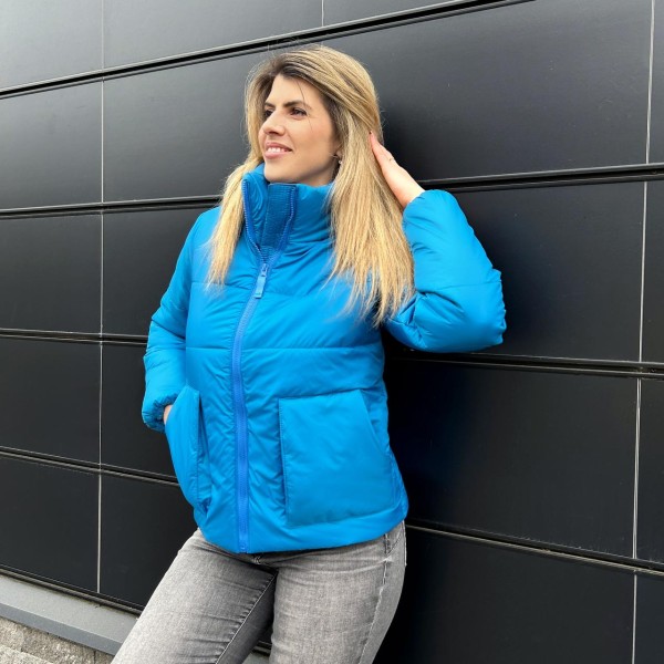 Куртка жіноча плащова стьобана на синтепоні бірюзова F-Girl
