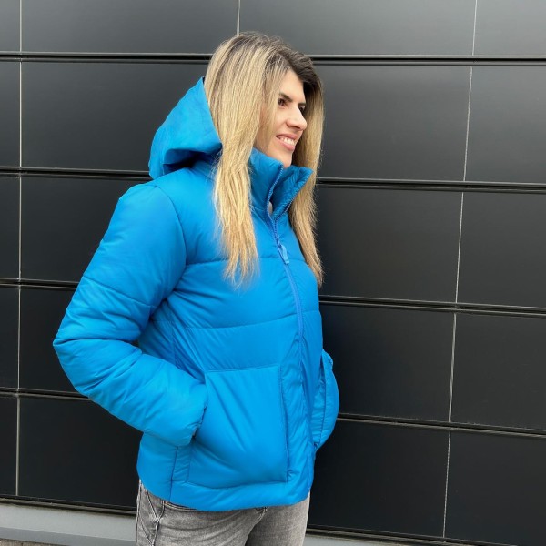 Куртка жіноча плащова стьобана на синтепоні бірюзова F-Girl