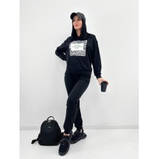 Костюм женский трикотажный из двухнитки свободный чёрный