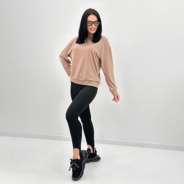 Свитшот женский трикотажный базовый свободный капучино F-Girl