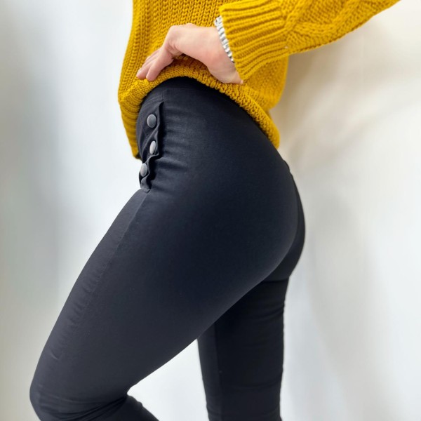 Лосины женские хлопковые демисезонные на флисе черные F-Girl
