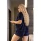 Велюровая пижама женская комплект футболка шорты темно-синяя F-Girl