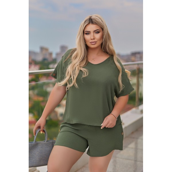 Костюм жіночий жатковий вільного крою хакі F-Girl