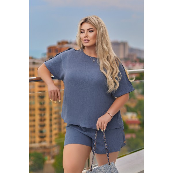 Костюм жіночий жатковий вільного крою графіт F-Girl
