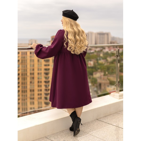 Платье женское свободное костюмный креп марсала F-Girl