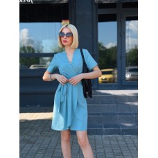 Платье женское на запах с рукавом оливковое