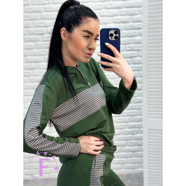Костюм жіночий трикотажний спортивного стилю хакі F-Girl