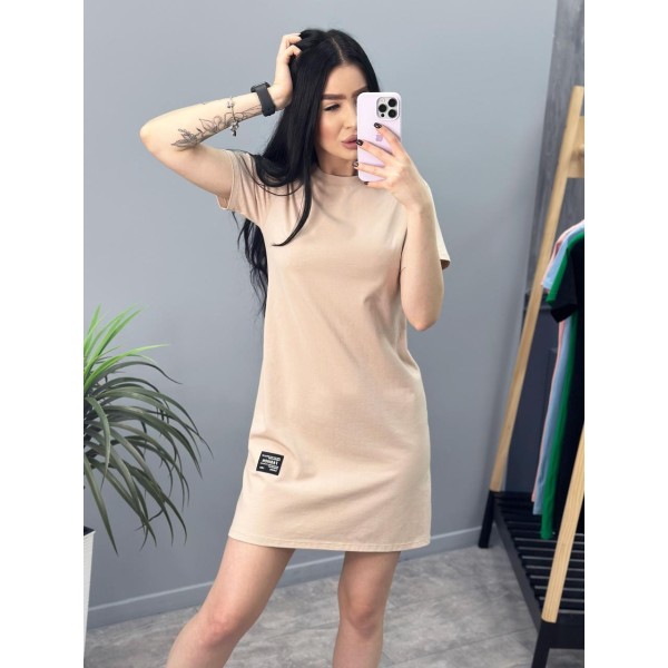 Платье женское повседневное мини кулир бежевое F-Girl