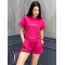 Спортивний костюм жіночий трикотажний футболка шорти малиновий F-Girl