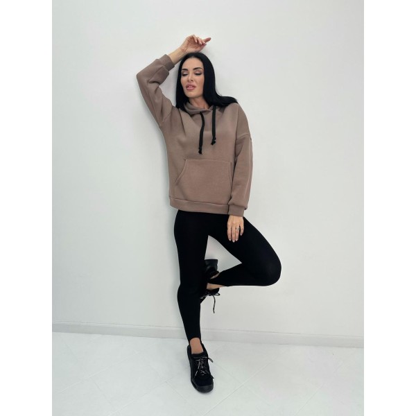 Худи женское свободное трехнитка мокко F-Girl