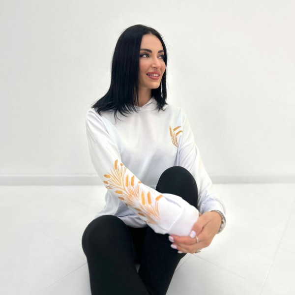 Худи женское Seed принт двухнитка белое F-Girl