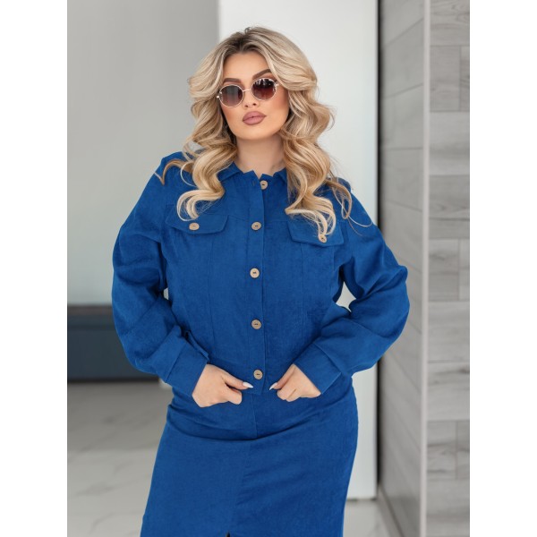 Костюм женский микровельветовый с юбкой миди джинс F-Girl
