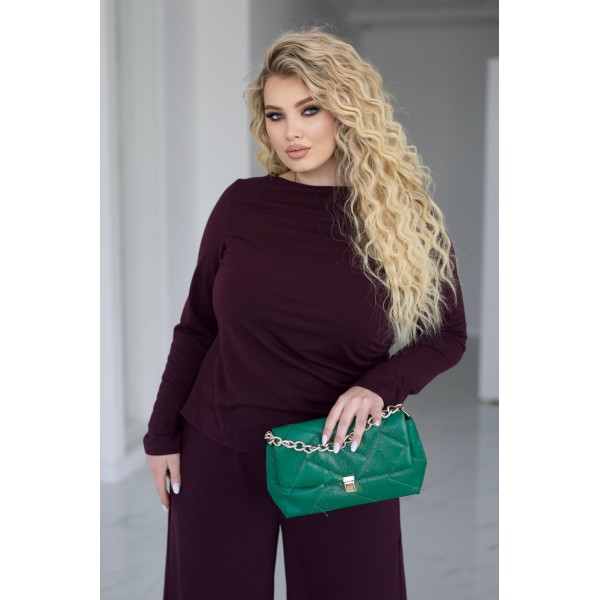 Костюм жіночий трикотажний з широкими штанами марсала F-Girl