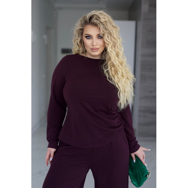 Костюм жіночий трикотажний з широкими штанами марсала F-Girl