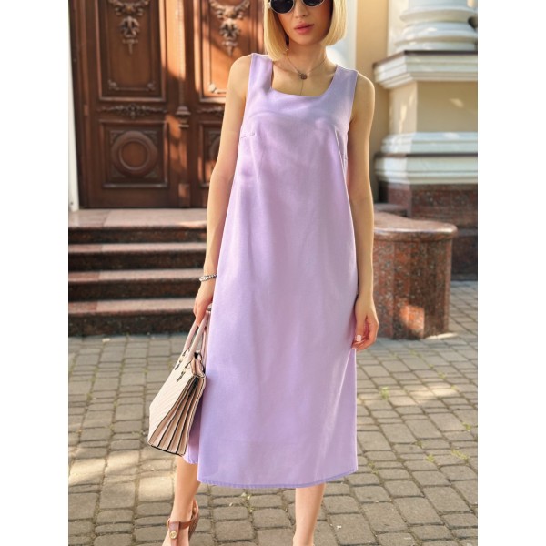 Плаття жіноче лляне довге лавандове F-Girl