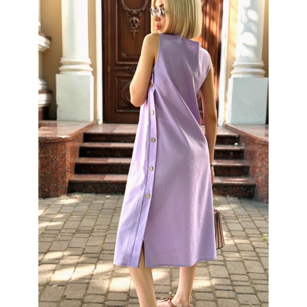 Плаття жіноче лляне довге лавандове F-Girl