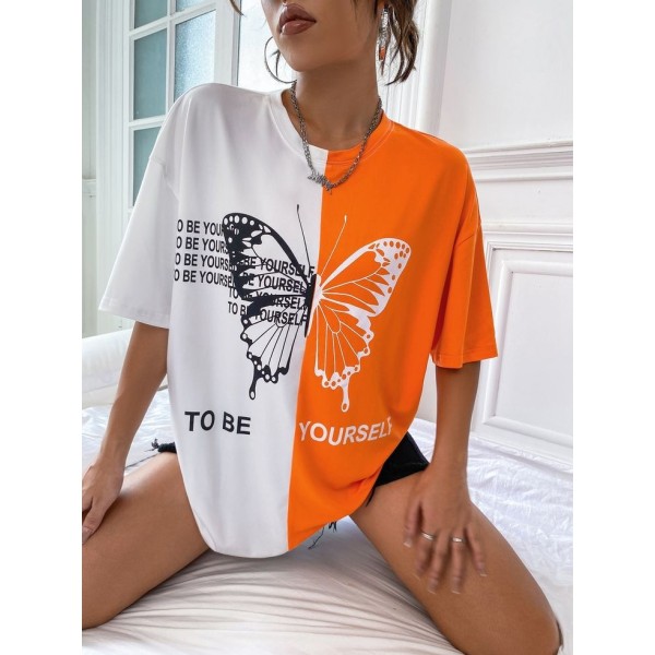 Футболка жіноча оверсайз бавовна помаранчева F-Girl