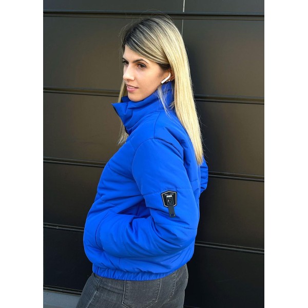 Куртка женская плащевая стеганая на синтепоне синяя F-Girl