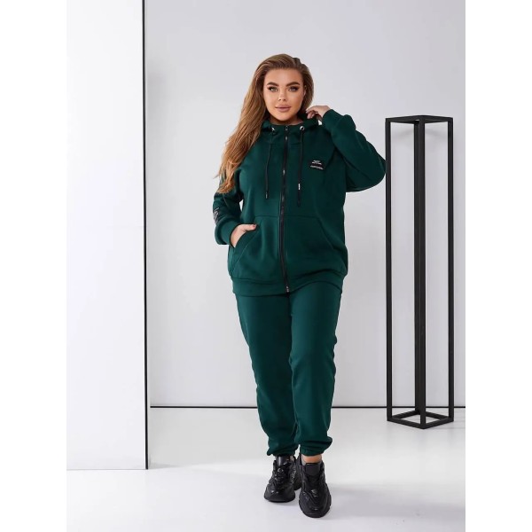 Зимний костюм женский трикотажный с начесом зеленый F-Girl
