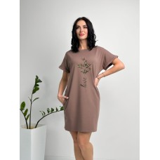 Платье женское летнее мини хлопок мокко
