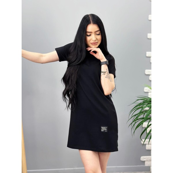Платье женское повседневное мини кулир черное F-Girl