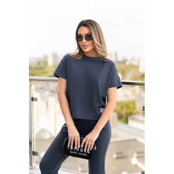 Костюм спортивный женский трикотажный летний с футболкой графитовый F-Girl