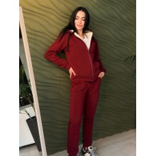 Костюм жіночий тринитковий зимовий на хутрі марсала