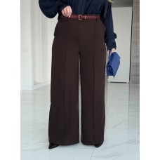 Брюки женские костюмные широкие палаццо шоколадный