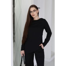 Костюм женский трикотажный с лонгсливом и палаццо черный