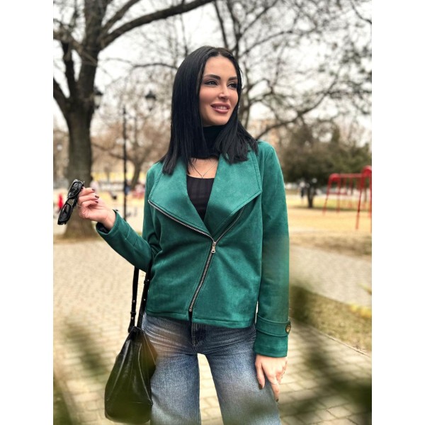Куртка жіноча замшева косуха демісезонна зелена F-Girl