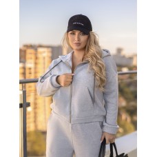 Спортивний костюм жіночий трикотажний на флісі сірий