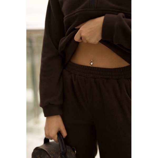 Спортивний костюм жіночий флісовий теплий джогери шоколад F-Girl