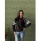 Свитшот женский трикотажный с леопардовыми вставками черный F-Girl