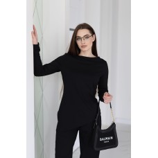 Костюм женский трикотажный с лонгсливом и палаццо черный