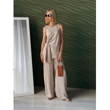 Костюм женский летний с брюками палаццо бежевый