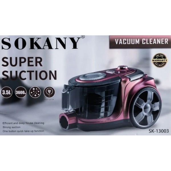 Пилосос Sokany SK-13003 циклонний 3600 Вт червоний Sokany
