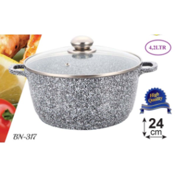 Кастрюля Benson BN-317 гранитное покрытие 4.2 л серая Benson