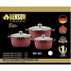 Набор кастрюль Benson 3 штуки гранитное покрытие серый