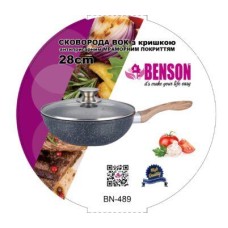 Сковорода вок Benson BN-489 с крышкой 28 см черная