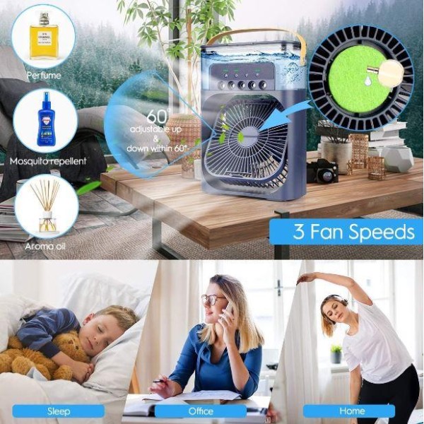Портативний вентилятор кондиціонер 4в1 з зволожувачем білий generic