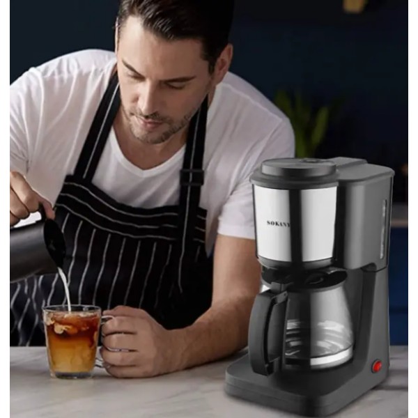 Кавоварка Sokany SK-125 парового типу 650 Вт 0.9 л чорна Sokany