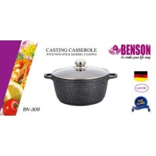 Кастрюля Benson литой алюминий мраморное покрытие 6.2 л черная