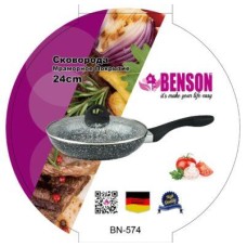 Сковорода с крышкой Benson BN-574 24 см гранитное покрытие