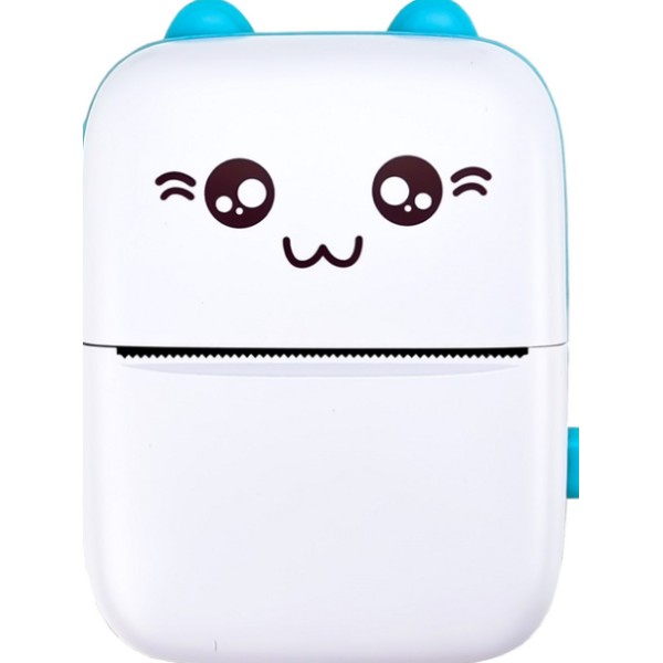 Термопринтер портативный Mini Printer Blue Bluetooth синий Jetix