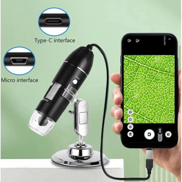 Цифровой микроскоп USB 1600x 2 мпикс черный generic