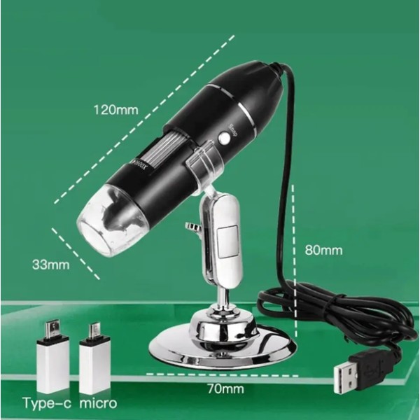 Цифровой микроскоп USB 1600x 2 мпикс черный generic