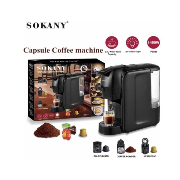 Кавомашина sokany sk-516 капсульна 19 бар чорний Sokany