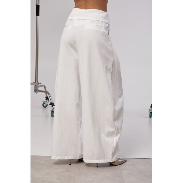 Брюки женские широкие белые хлопок baggy Lurex
